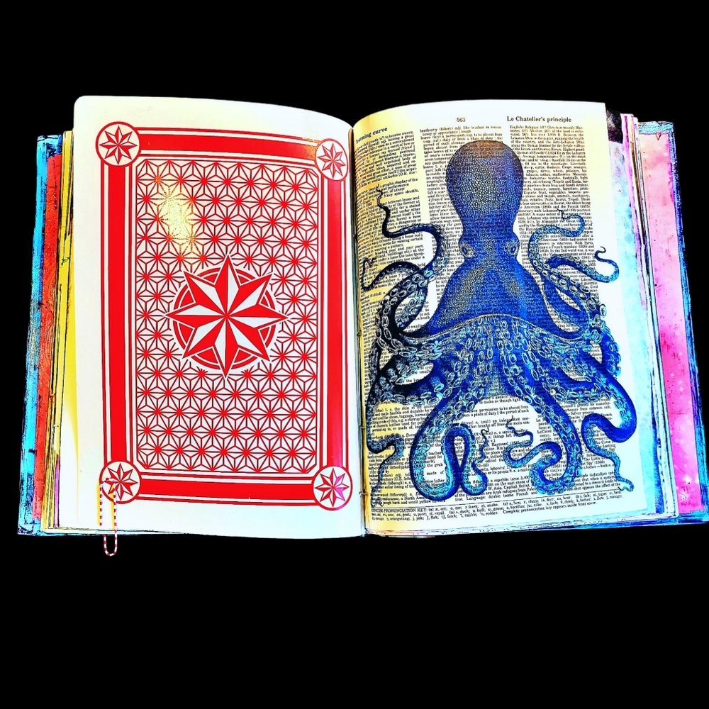 Junk Art Journal Creepy Cute Mermaid Large Creative Book Whimsical Nautical Fun - Picture 10 of 12